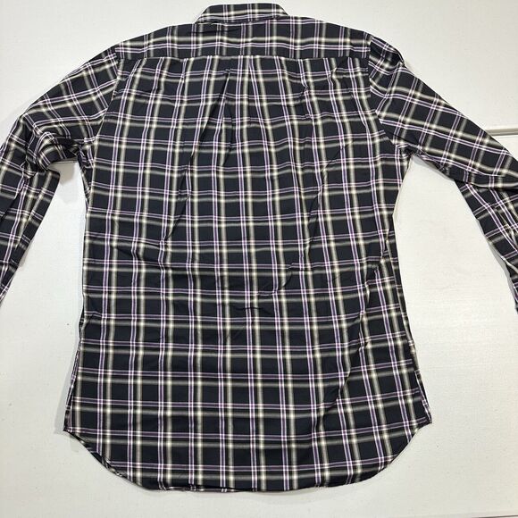 Peter Millar Mens Shirt Plaid Button Down Long Sleeve Black Purple Cotton Size M - Picture 7 of 7